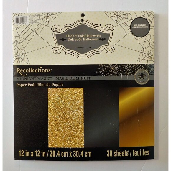 Halloween Junk Journal Scrapbook Paper Pack 12x12 Black Gold 30 Pg Recollections - Picture 1 of 5